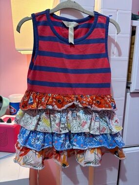 Matilda Jane Navy and Red Striped Crewneck Dress